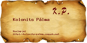 Kolonits Pálma névjegykártya